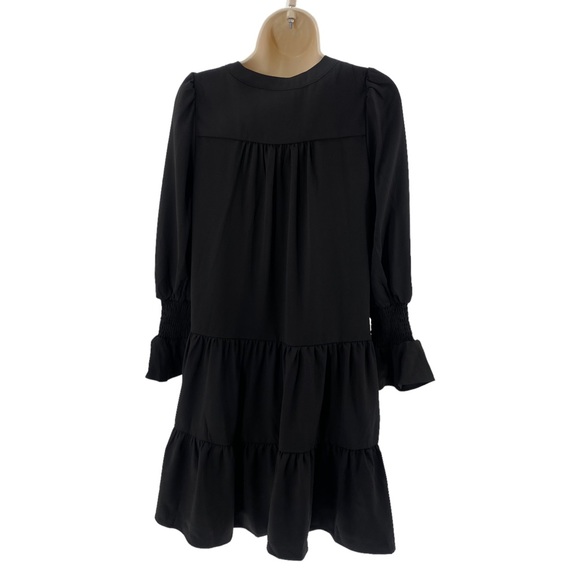 Pomander Place | Black Crepe Kenzo Relaxed Fit Long Sleeve Mini Dress Size S - Picture 4 of 12